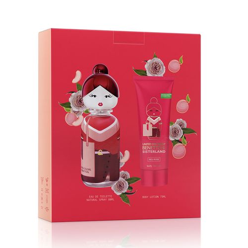 Set Benetton Sisterland Red Rose EDT 80 ml + Body Lotion